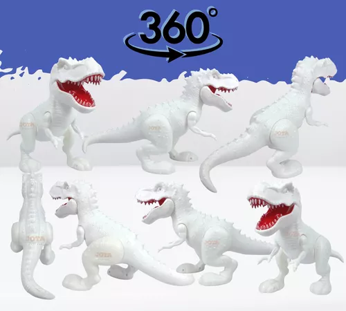 Brinquedo Dinossauro Rex Attack Branco Para Colorir + Pincel + 6 Tintas