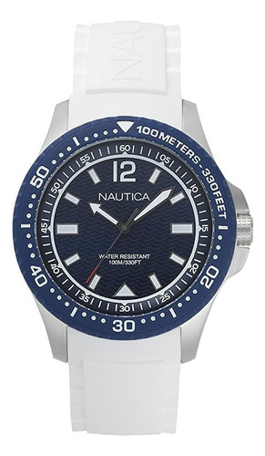 Reloj Nautica® Original, Caballero Color de la correa Blanco Color del bisel Negro Color del fondo Azul marino