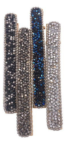 4 Cristal Rhinestone Long Slim Peakbill Alligator Clip Pin A