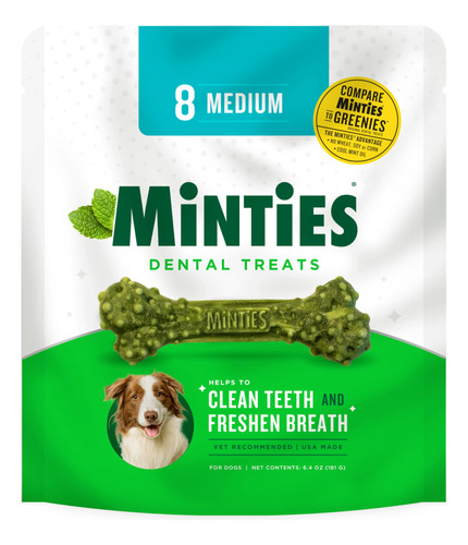 Minties Masticables Dentales Para Perros, 8 Unidades, Golosi