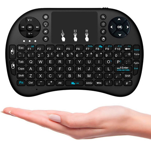 Mini Teclado E Mouse Wireless Sem Fio Wifi Usb Kit Wifi Led Cor do mouse Preto Cor do teclado Preto
