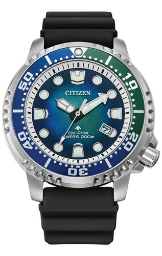Reloj Citizen 61706 Bn0166-01l Promaster Diver Hombre Wr200 Color De La Correa Negro Color Del Fondo Azul 61706