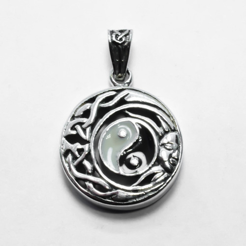 Colgante Luna Yin Yang Pequeño Plata 925 + Cadena | M314