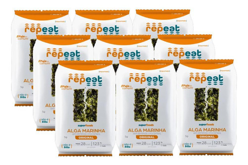 9 Snack Alga Marinha Assada Tradicional Veggie Sea's Nori 5g