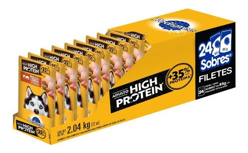 Alimento Pedigree High Protein para perro adulto caja con 24 sobres 2.04 kg