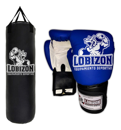 Kit Combo Boxeo Bolsa Box Rellena + Par Guantes Lobizon