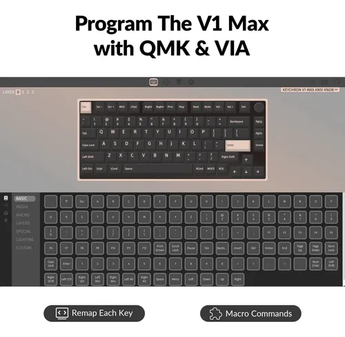 Teclado Mecanico Keychron V1 Max 75% Custom Brown Switches