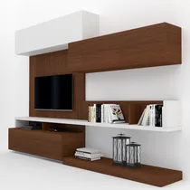 Comprar Modular Vajillero Lcd Led Rack Mueble Para Tv La Font Color Marrón