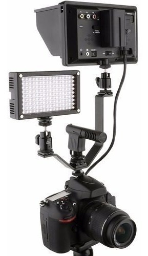 Barra Soporte V Adaptadora 3 Zapatas Flash, Led Y Mic.