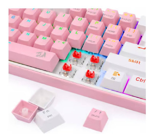 Teclado Gamer Redragon K617 Fizz Rgb Pink/white