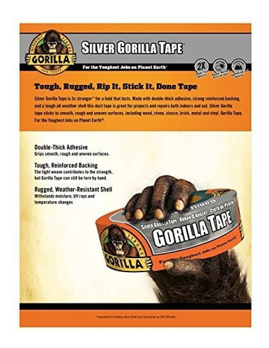 Gorila Tape Duct Tape Silver 188 X 12 Yd Silver Pack De 1