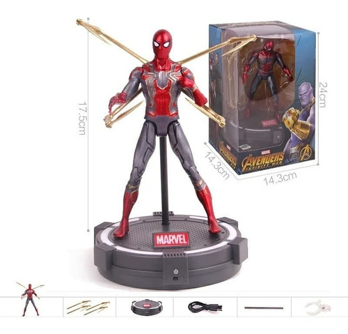Figuras De Acción Iron Spider/iron Man Legends + Base De Luz