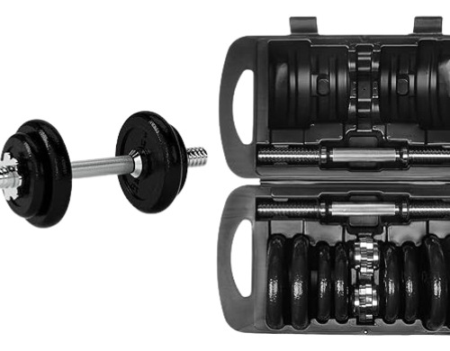 Set Barra Y Mancuerna De 20kg Ajustables - Fitness