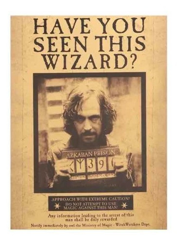 Póster Cartel Sirius Black Wanted Harry Potter Azkaban