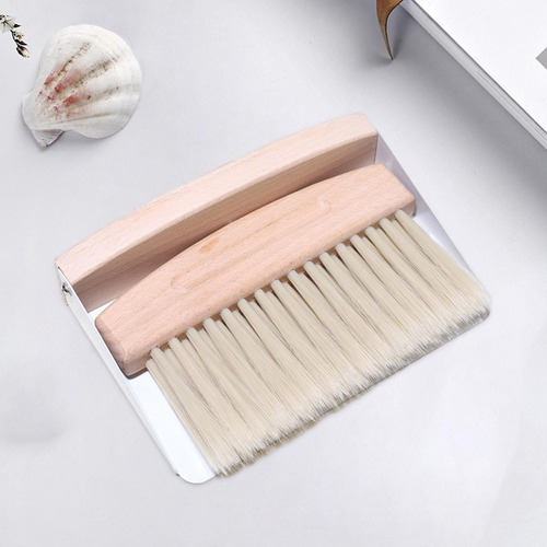 C-f Mini Recogedor Con Mango De Madera, Cepillo Cerdas De