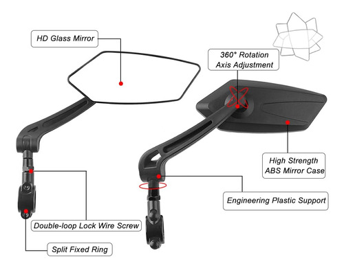 Espejo Retrovisor Giratorio Para Manillar De Bicicleta