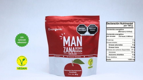 Mix Manzana Y Mango Deshidratado Enchilado Everganic (4 Pzs)
