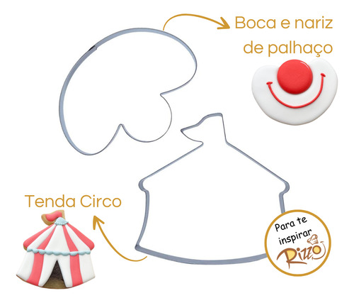 Kit Cortadores Molde Festa Circo Tenta Boca Palhaço Biscoito