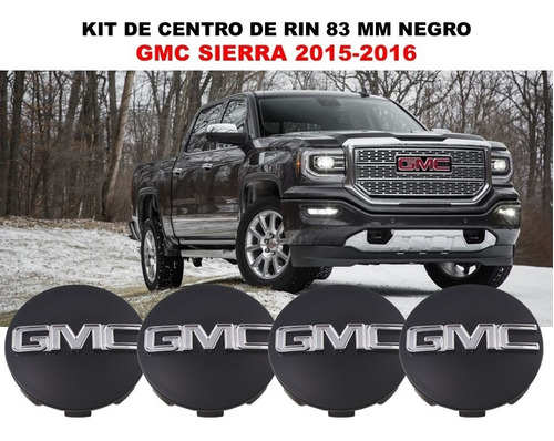 Kit De 4 Centros De Rin Gmc Sierra 15-16 Negro/crom 83 Mm