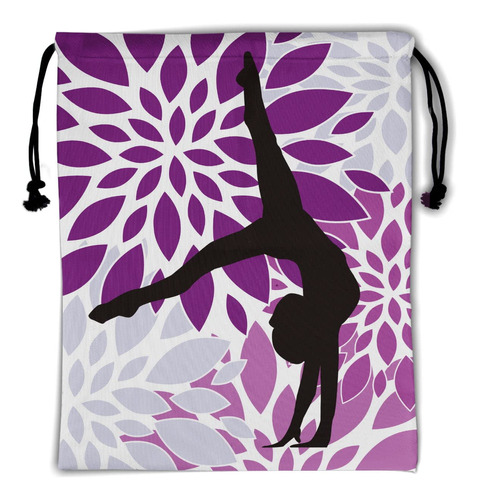 Bolsa Gimnasia Floral Morada Gimnasio Para Niña Ejercicio X