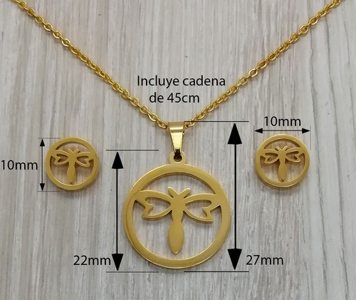 Imagen 3 de 4 de Collar Y Aretes Oro Laminado 22k Q3000
