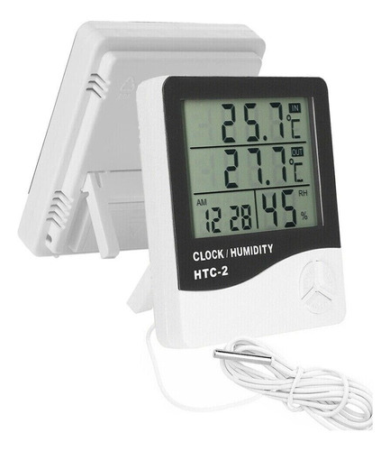 Higrómetro Digital Termómetro Reloj Humedad Temperatura