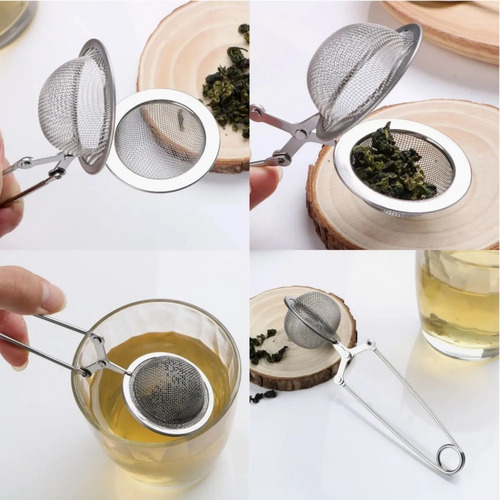 Kit 3 Infusores De Cha Inox Peneira D Ervas Com Cabo Difusor