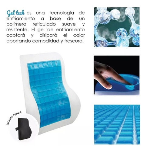 Cojin Lumbar + Coxis Gel Tech 4 Fundas- Regalo Apoyabrazos
