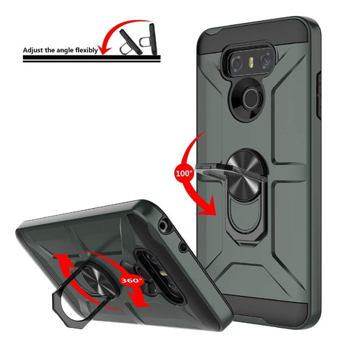 Jeylly Funda Para Lg G6 Con Protector De Pantalla De Vidrio Verde Medianoche.