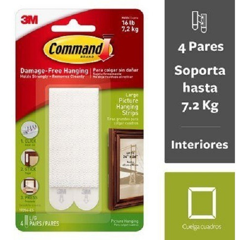 Tira Abrojo Grande Para Colgar Blanco Command 3m