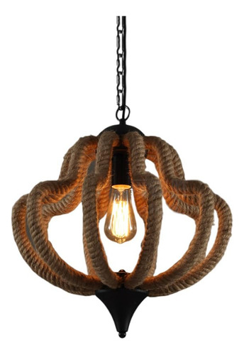 Sanbddlyy Hemp Rope Decoration Metal Chandelier Lampshade,a.