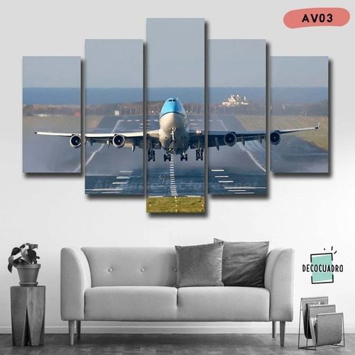 Imagen 4 de 9 de Poliptico Moderno 100x50 Cuadro Personalizable Aviones