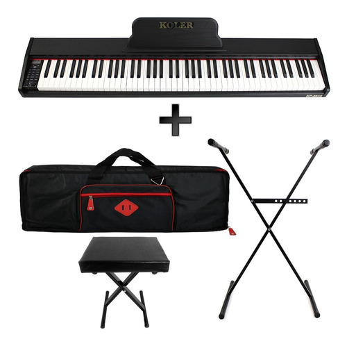 Piano Digital 7/8 Koler Kp-883h + Funda + Soporte + Banqueta