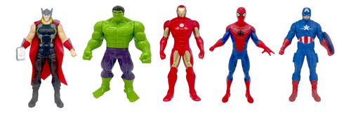 Set 5 Muñecos Figura Accion Superheroe Avengers Spiderman