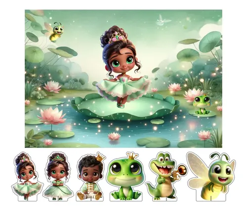 Kit Display De Mesa + Painel A Princesa E O Sapo Cute 3d | Parcelamento ...