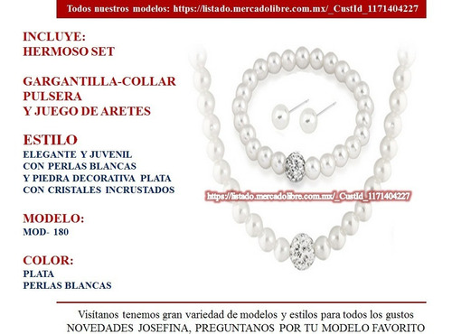 Set 180) Joyería Conjunto Collar Aretes Perla Nacar / Plata