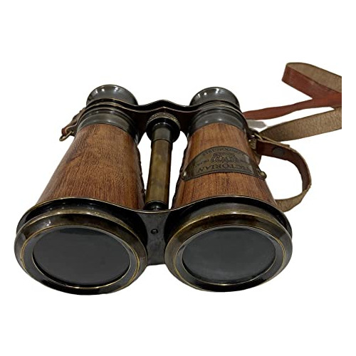 Anticuo Victoriano Marinero De Cuero Binocular Yj23v