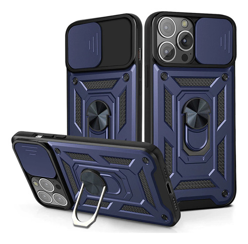 Funda Para iPhone 13 Pro Max Holder Protector Camara Azul