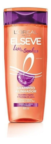 Shampoo L'Oréal Paris Elseve Liso dos sonhos Queratina Líquida y Manteiga de Cacau en botella de 400mL por 1 unidad