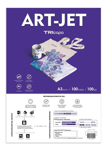 Papel Para Sublimar Art-jet® Tricapa A3 100 Hojas.