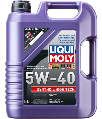 Aceite Motor Liqui Moly Synthoil High Tech 5w40 Sintético 5l