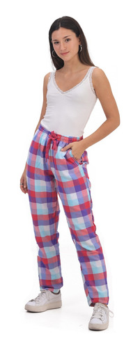 Pantalon A Cuadros Liviano Comodo Pant Cuadrille Casual