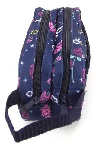 Mochila De Rodinha Com Alça E Estojo Capricho Dmw 11878 Azul Desenho do tecido Capricho Floral