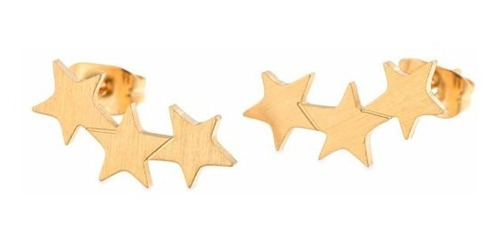 Aros De Estrellas Color Plata Y Color Oro 1,5 Cm De Largo