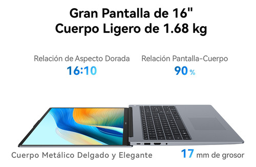Laptop Huawei Matebook D 16 I5-12th 8gb + 512gb Win11 Gris Gris