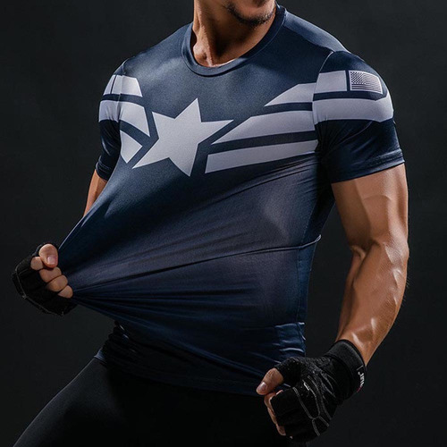 Playera De Compresión Para Hombre Capitán América Impreso 3