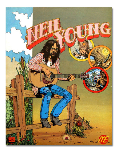 Poster Lámina Decorativa Neil Young Ilustración Comic