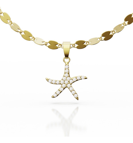 Collar Estrella De Mar Cadena 45cm Oro 10 Kilates Italiano