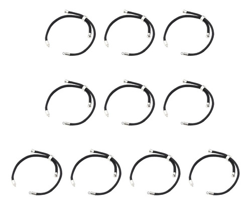 2 X 10 Pulseras De Cordón Trenzado For Hacer Argenta Negra