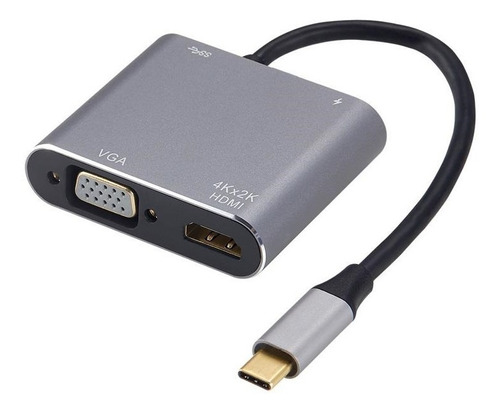 Adaptador Cable Usb C A Hdmi Vga Usb Laptop 4k 4 En 1 Noga E